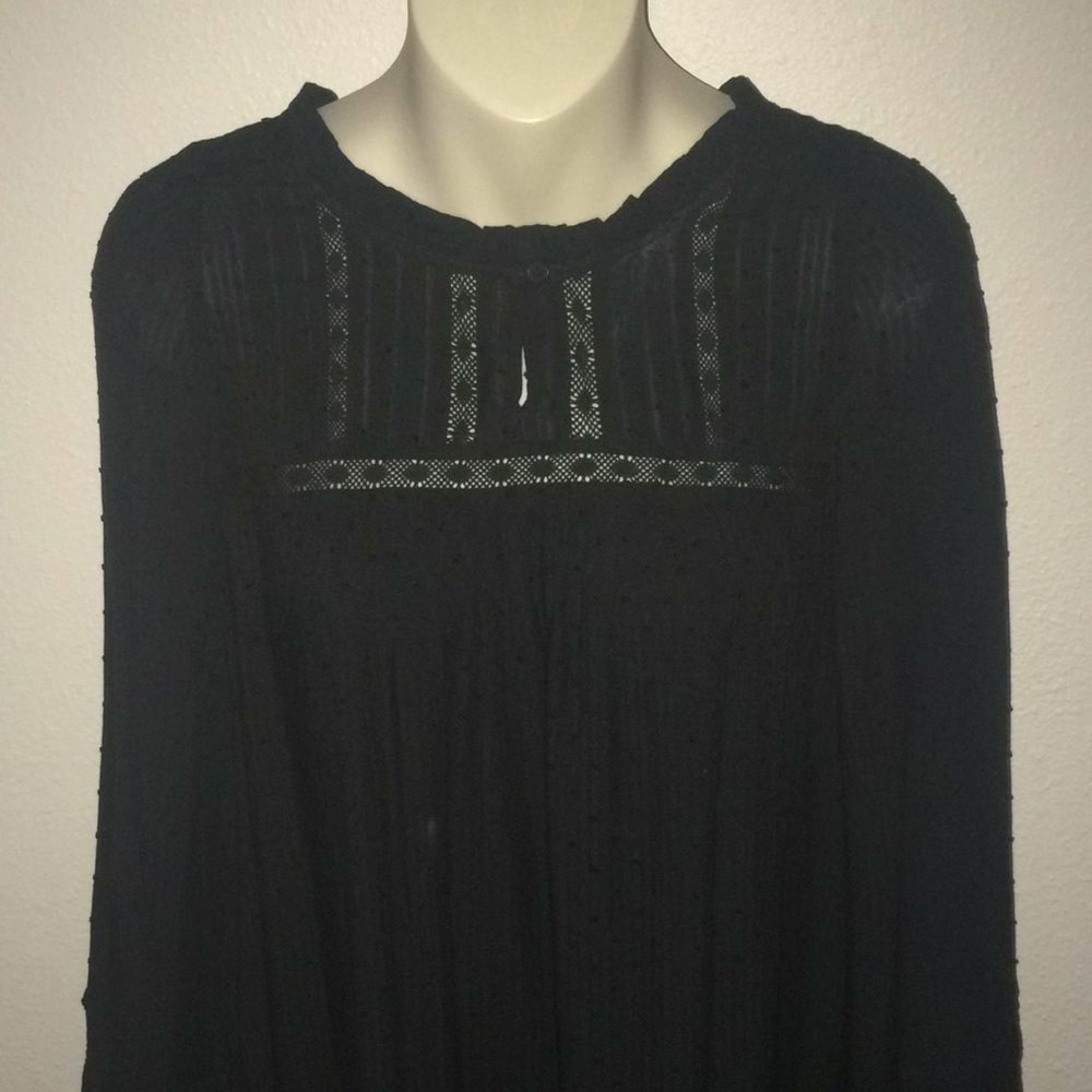 Loft Black Long Sleeve Clip Dot Dress - Picture 3 of 10